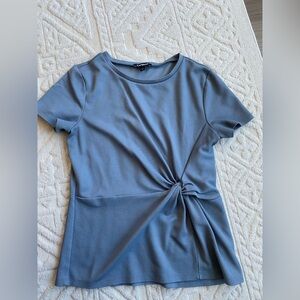 Express Blue Short Sleeve Waist Cinched Top